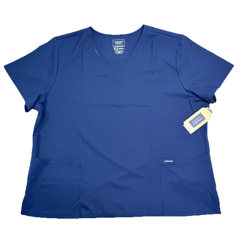 Cherokee Originals Ultra Unisex V-Neck Top‎ Scrubs Size 3XL Navy Blue CK953A